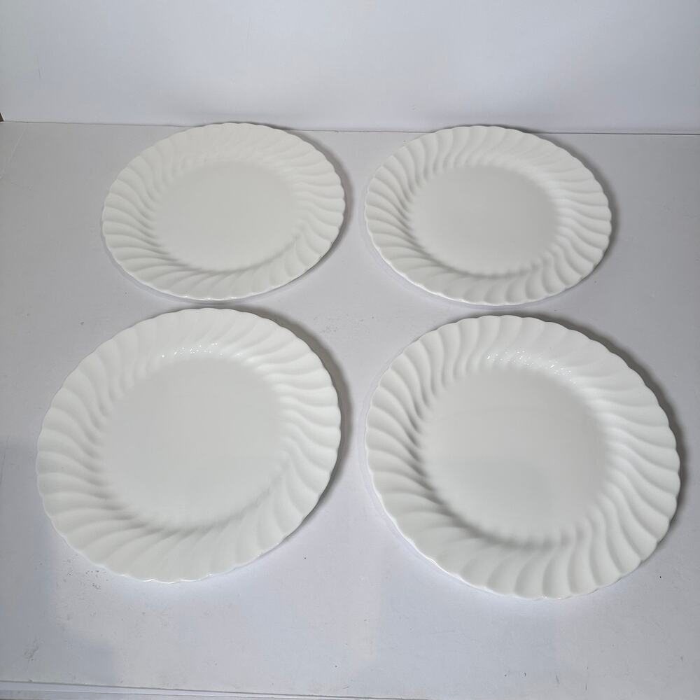 Vintage Wedgwood Candlelight Bone China 8.5" Salad Plate Set of 4 Swirl Rim